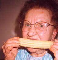 Patient eating corn on cob